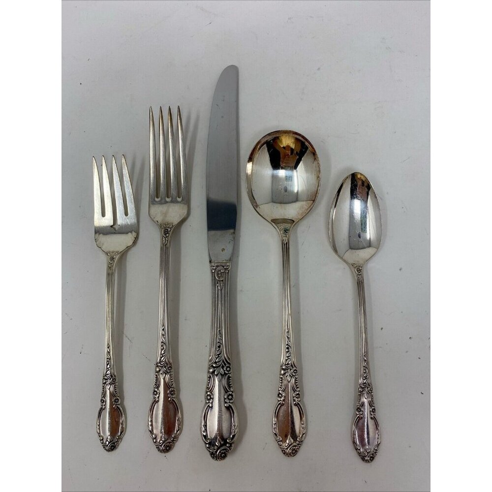 Vintage Oneida Rogers Enchantment Flatware 5 Piece Place Setting Silverware